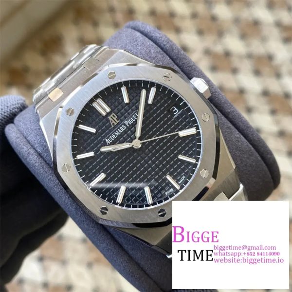 Royal Oak 41mm 15400 SS APSF 1:1 Best Edition Black Textured Dial on SS Bracelet A3120 - Image 6