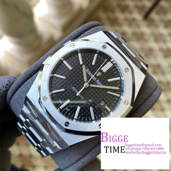 Royal Oak 41mm 15400 SS APSF 1:1 Best Edition Black Textured Dial on SS Bracelet A3120 - Image 3