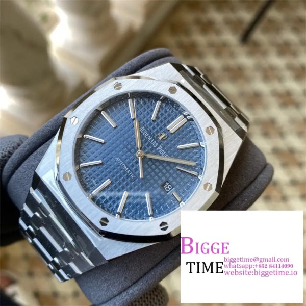 Royal Oak 41mm 15400 SS APSF 1:1 Best Edition Blue Textured Dial on SS Bracelet A3120 - Image 3