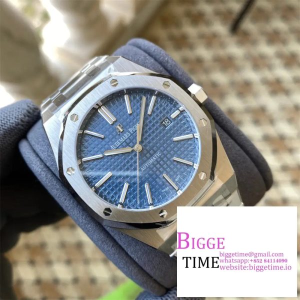 Royal Oak 41mm 15400 SS APSF 1:1 Best Edition Blue Textured Dial on SS Bracelet A3120 - Image 2