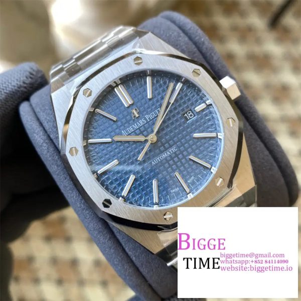 Royal Oak 41mm 15400 SS APSF 1:1 Best Edition Blue Textured Dial on SS Bracelet A3120 - Image 4