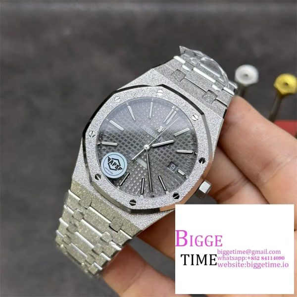 Royal Oak 41mm 15400 SS APSF 1:1 Best Edition Gray Textured Dial on SS Bracelet A3120 - Image 2