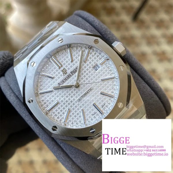 Royal Oak 41mm 15400 SS APSF 1:1 Best Edition White Textured Dial on SS Bracelet A3120 - Image 4