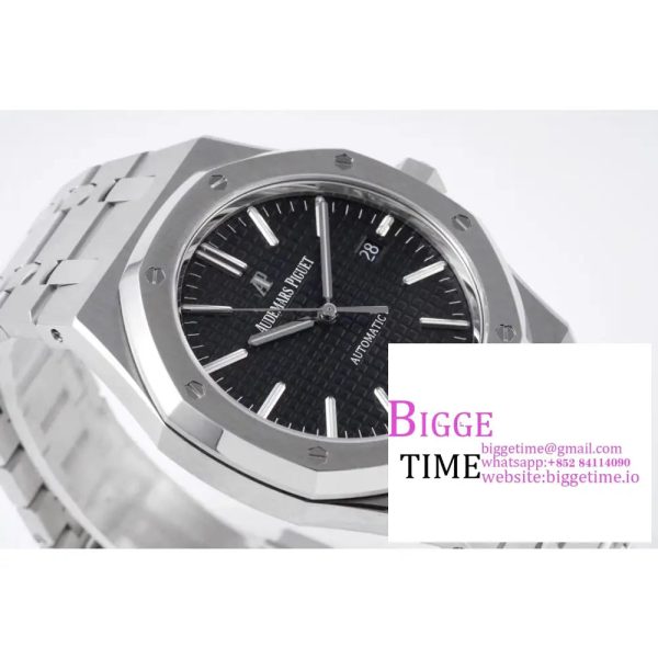 Royal Oak 41mm 15400 SS ZF 1:1 Best Edition Black Textured Dial on SS Bracelet A3120 (Free Box) - Image 2