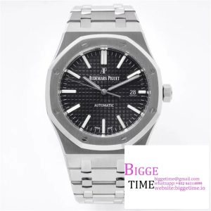 Royal Oak 41mm 15400 SS ZF 1:1 Best Edition Black Textured Dial on SS Bracelet A3120 (Free Box)