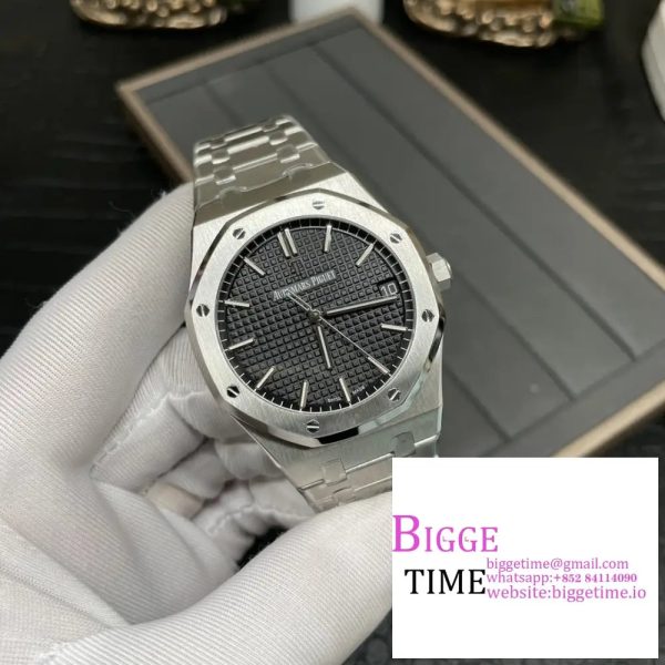 Royal Oak 41mm 15400 SS ZF 1:1 Best Edition Black Textured Dial on SS Bracelet SA3120 - Image 5