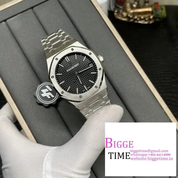 Royal Oak 41mm 15400 SS ZF 1:1 Best Edition Black Textured Dial on SS Bracelet SA3120 - Image 2