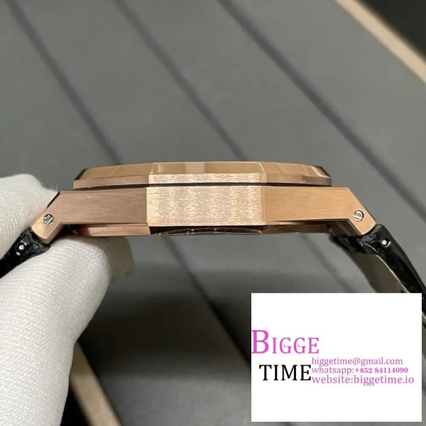 Royal Oak 41mm 15500 RG APSF 1:1 Best Edition Black Textured Dial on Black Leather Strap SA4302 - Image 7