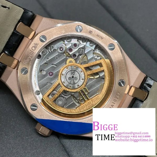 Royal Oak 41mm 15500 RG APSF 1:1 Best Edition Black Textured Dial on Black Leather Strap SA4302 - Image 9