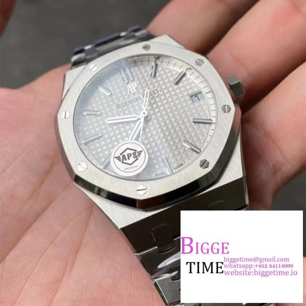 Royal Oak 41mm 15500 SS APSF 1:1 Best Edition White Textured Dial on SS Bracelet A4302 - Image 2