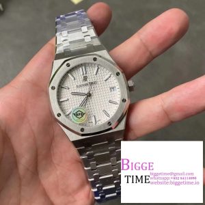 Royal Oak 41mm 15500 SS APSF 1:1 Best Edition White Textured Dial on SS Bracelet A4302