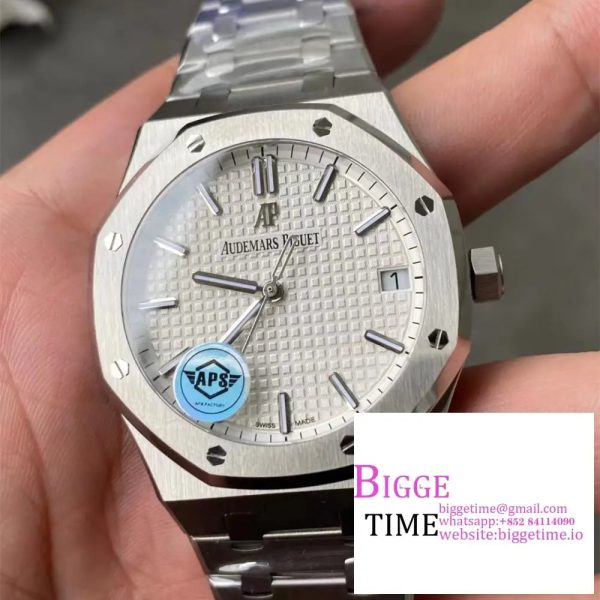Royal Oak 41mm 15500 SS APSF 1:1 Best Edition White Textured Dial on SS Bracelet A4302 - Image 3