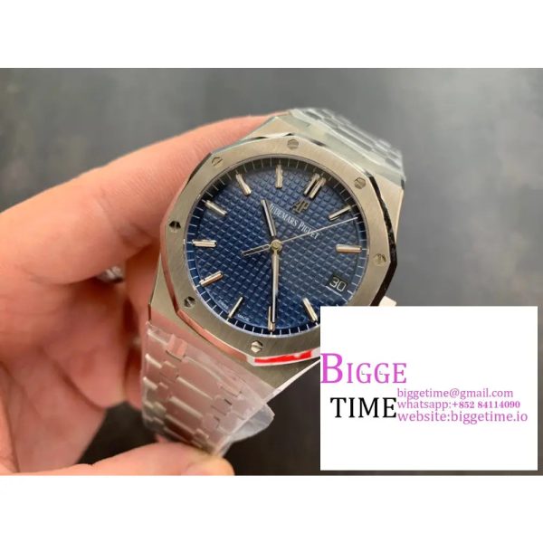 Royal Oak 41mm 15500 SS ZF 1:1 Best Edition Blue Textured Dial on SS Bracelet A4302 - Image 2
