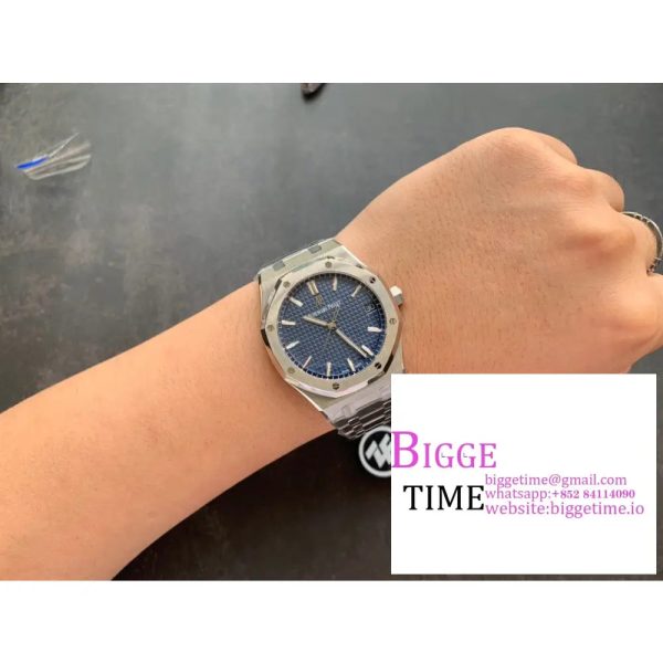 Royal Oak 41mm 15500 SS ZF 1:1 Best Edition Blue Textured Dial on SS Bracelet A4302 - Image 3