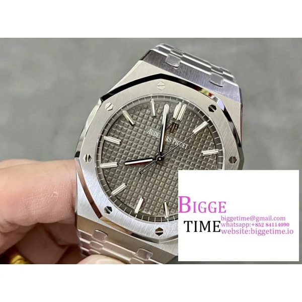Royal Oak 41mm 15500 SS ZF 1:1 Best Edition Gray Textured Dial on SS Bracelet A4302 - Image 2