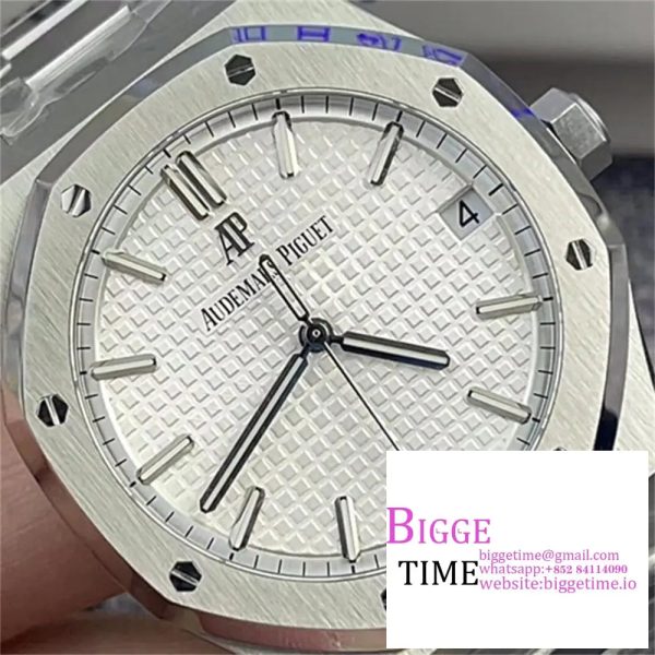 Royal Oak 41mm 15500 SS ZF 1:1 Best Edition White Textured Dial on SS Bracelet A4302 - Image 2