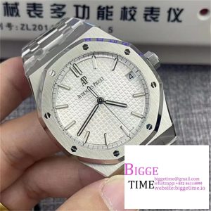 Royal Oak 41mm 15500 SS ZF 1:1 Best Edition White Textured Dial on SS Bracelet A4302