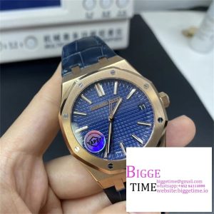 Royal Oak 41mm 15510 "50th Anniversary" RG APSF 1:1 Best Edition Blue Dial on Blue Leather Strap SA4302