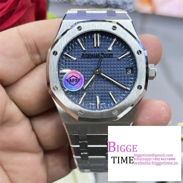 Royal Oak 41mm 15510 "50th Anniversary" SS APSF 1:1 Best Edition Blue Dial on SS Bracelet SA4302 - Image 6