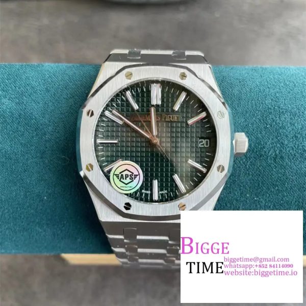Royal Oak 41mm 15510 "50th Anniversary" SS APSF 1:1 Best Edition Green Dial on SS Bracelet SA4302