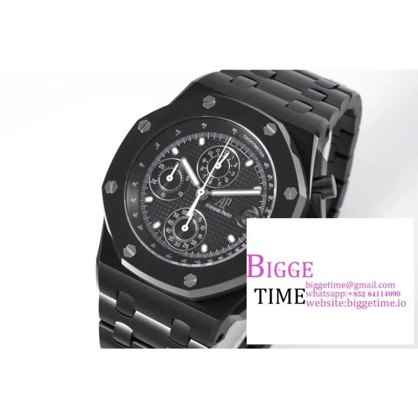 Royal Oak Offshore 42mm Black Ceramic APF 1:1 Best Edition Black Textured Dial on SS Bracelet A4404 - Image 2
