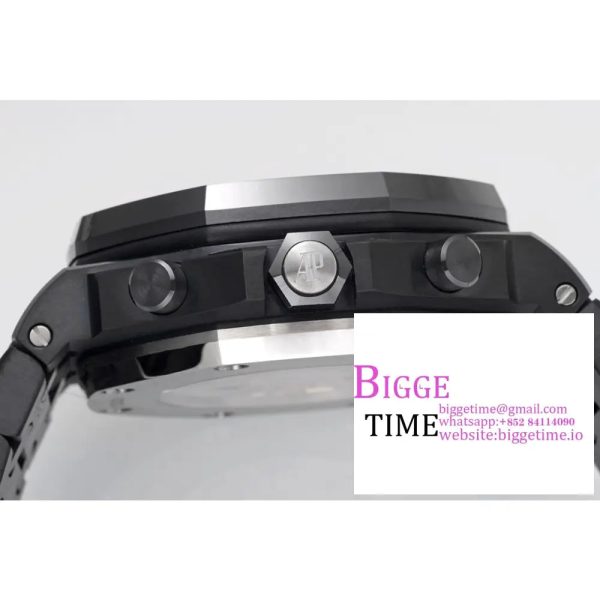 Royal Oak Offshore 42mm Black Ceramic APF 1:1 Best Edition Black Textured Dial on SS Bracelet A4404 - Image 8