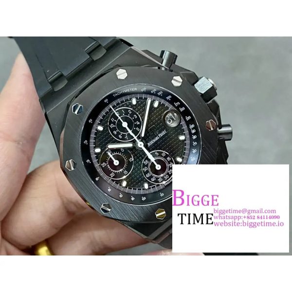 Royal Oak Offshore 42mm Black Ceramic APF 1:1 Best Edition Black Textured Dial on SS Bracelet A4404 - Image 2