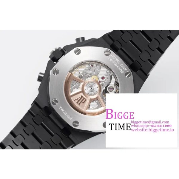 Royal Oak Offshore 42mm Black Ceramic APF 1:1 Best Edition Black Textured Dial on SS Bracelet A4404 - Image 9