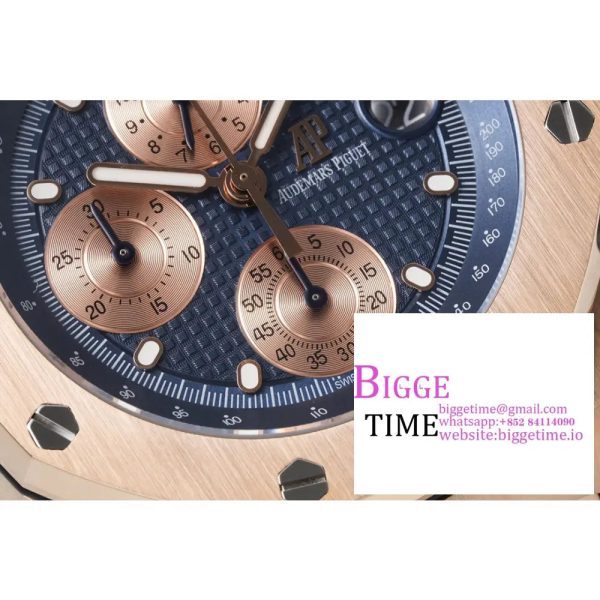 Royal Oak Offshore 42mm RG APF 1:1 Best Edition Blue/RG Dial on RG Bracelet A4404 - Image 5
