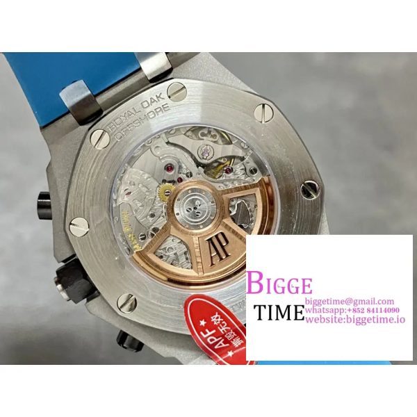 Royal Oak Offshore 42mm SS APF 1:1 Best Edition Light Blue Dial on Light Blue Rubber Strap A4404 - Image 9