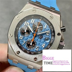 Royal Oak Offshore 42mm SS APF 1:1 Best Edition Light Blue Dial on Light Blue Rubber Strap A4404