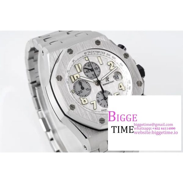 Royal Oak Offshore 42mm White Dial APF 1:1 Best Edition on SS Bracelet A3126 - Image 2