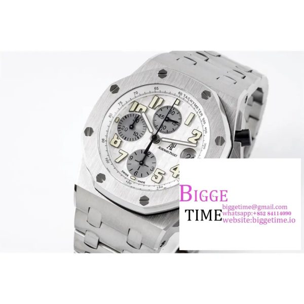 Royal Oak Offshore 42mm White Dial APF 1:1 Best Edition on SS Bracelet A3126 - Image 3
