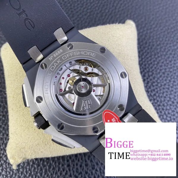 Royal Oak Offshore 44mm Black Ceramic APF 1:1 Best Edition Black Dial on Rubber Strap A7750 - Image 9