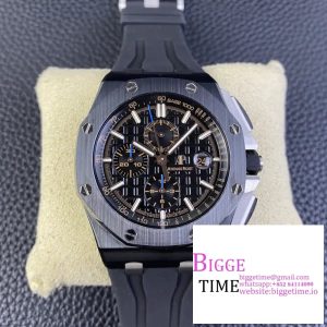 Royal Oak Offshore 44mm Black Ceramic APF 1:1 Best Edition Black Dial on Rubber Strap A7750