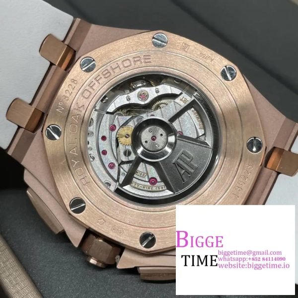 Royal Oak Offshore 44mm RG APF 1:1 Best Edition White Dial on White Rubber Strap A7750 - Image 9