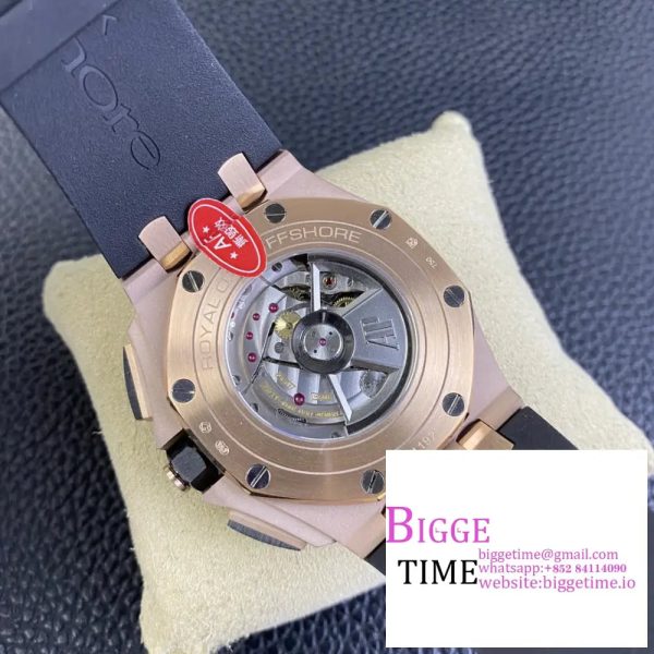 Royal Oak Offshore 44mm RG Ceramic Bezel APF 1:1 Best Edition Black Dial on Rubber Strap A7750 - Image 9