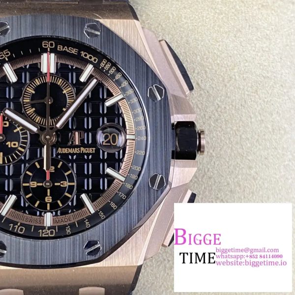 Royal Oak Offshore 44mm RG Ceramic Bezel APF 1:1 Best Edition Black Dial on Rubber Strap A7750 - Image 2