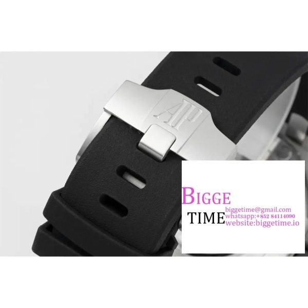 Royal Oak Offshore 44mm SS Ceramic Bezel APF 1:1 Best Edition White Dial on Rubber Strap A7750 - Image 6
