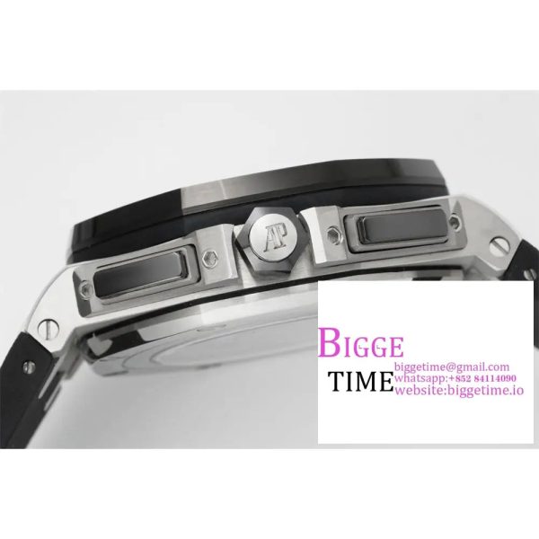 Royal Oak Offshore 44mm SS Ceramic Bezel APF 1:1 Best Edition White Dial on Rubber Strap A7750 - Image 7