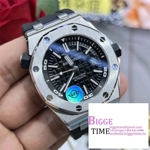 Royal Oak Offshore Diver 15710 APSF 1:1 Best Edition Black Checkered Dial on Black Rubber Strap A3120 - Image 4
