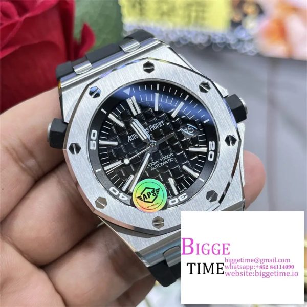 Royal Oak Offshore Diver 15710 APSF 1:1 Best Edition Black Checkered Dial on Black Rubber Strap A3120 - Image 3