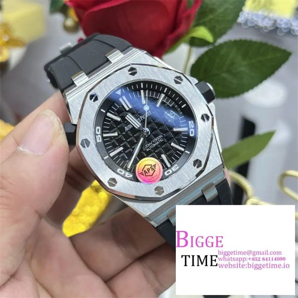 Royal Oak Offshore Diver 15710 APSF 1:1 Best Edition Black Checkered Dial on Black Rubber Strap A3120 - Image 6