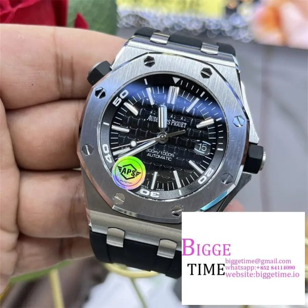 Royal Oak Offshore Diver 15710 APSF 1:1 Best Edition Black Checkered Dial on Black Rubber Strap A3120 - Image 2