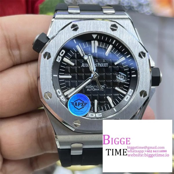 Royal Oak Offshore Diver 15710 APSF 1:1 Best Edition Black Checkered Dial on Black Rubber Strap A3120 - Image 5