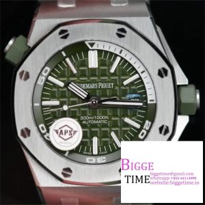 Royal Oak Offshore Diver 15710 APSF 1:1 Best Edition Green Checkered Dial on Green Rubber Strap A3120