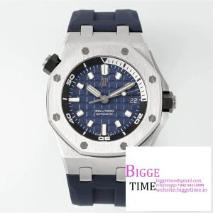 Royal Oak Offshore Diver 15720 SS APSF 1:1 Best Edition Blue Dial on Blue Rubber Strap A4308