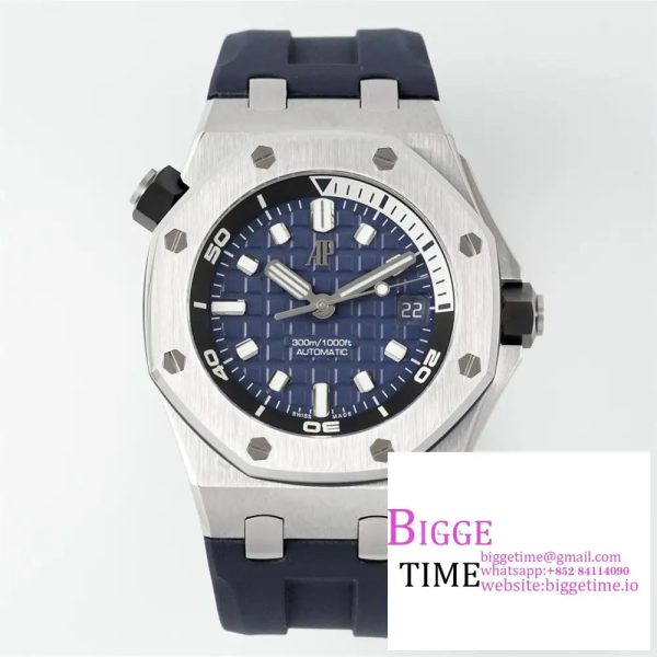 Royal Oak Offshore Diver 15720 SS APSF 1:1 Best Edition Blue Dial on Blue Rubber Strap A4308