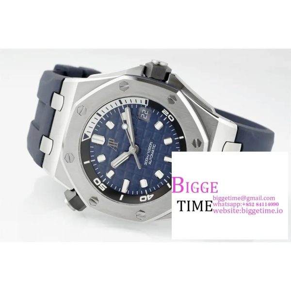 Royal Oak Offshore Diver 15720 SS APSF 1:1 Best Edition Blue Dial on Blue Rubber Strap A4308 - Image 5