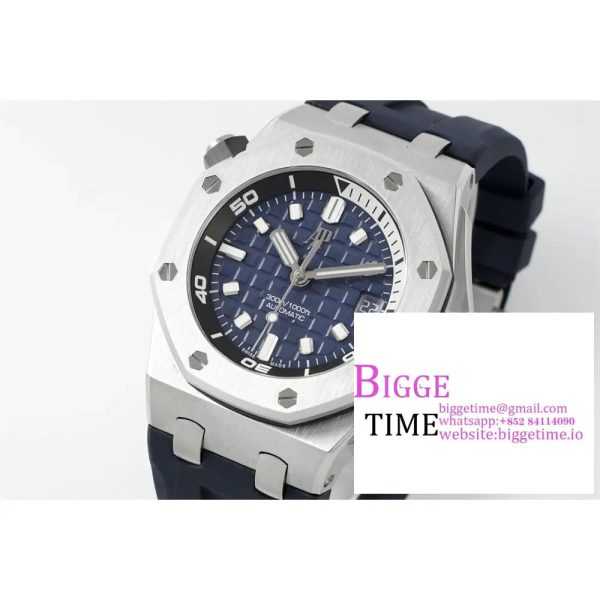 Royal Oak Offshore Diver 15720 SS APSF 1:1 Best Edition Blue Dial on Blue Rubber Strap A4308 - Image 3